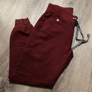 Figs burgundy joggers XS